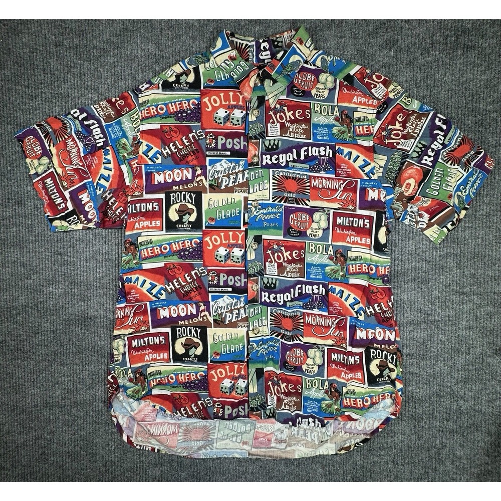 Vintage SPOT Shirt Men's X-Large‎ Colorful Button Front All Over Print